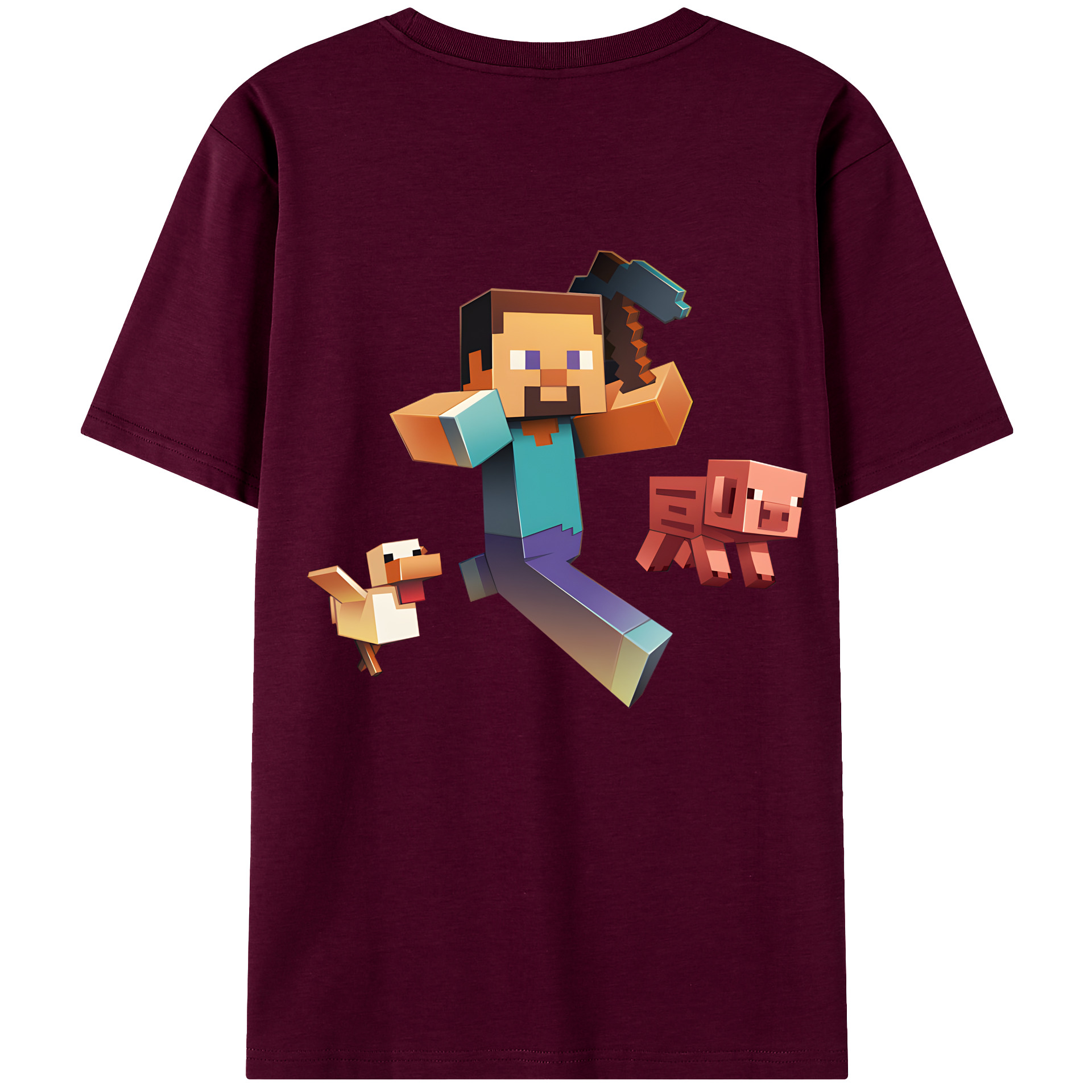 （画像用） マインクラフト ブロックの世界 Minecraft MC Block world レディース半袖Tシャツ(バックプリント)